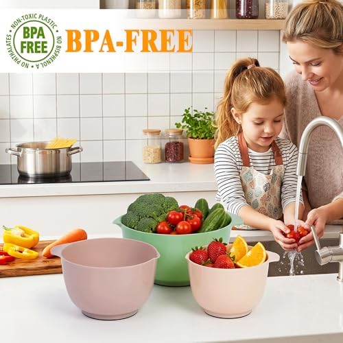 BoxedHome Classic Mixing Bowls Set of 4, BPA Free Plastic, Microwave Safe