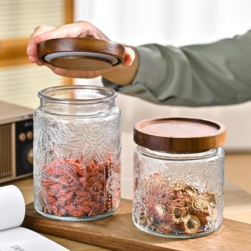 Adodeen Glass Storage Containers With Lids, Glass Jars With Lids, 24OZ