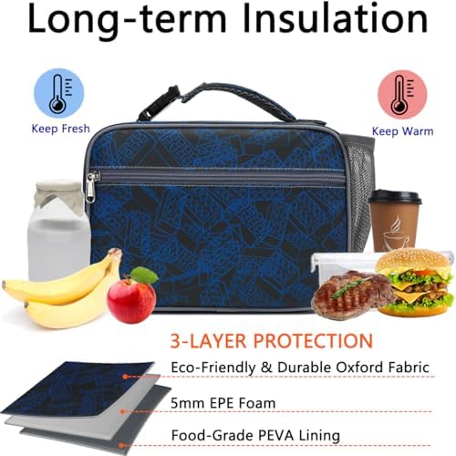 GYEUKHAM Insulated Lunch Box for School, Thermal Reusable Durable Freezable Lunch Bags for Kids Boys Girls Men Women - Small Soft Cooler Portable Lunch Tote Kit for Work Picnic Travel,Brick