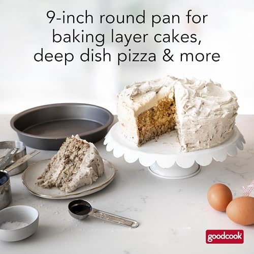 GoodCook Everyday Nonstick Steel Round Cake Pan, 9-Inch, Gray