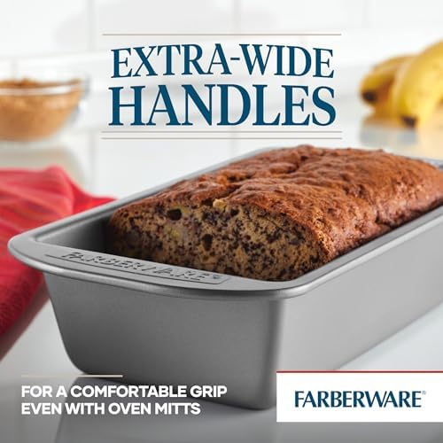 Farberware Bakeware Meatloaf/Nonstick Baking Loaf Pan Set, Two 9-Inch x 5-Inch, Gray (Pack of 4)