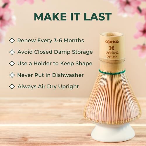 Aprika Life Matcha Whisk, Bamboo 100 Prong Chasen for Matcha Powder, Japanese Tea Ceremony Tool for Latte Drinks