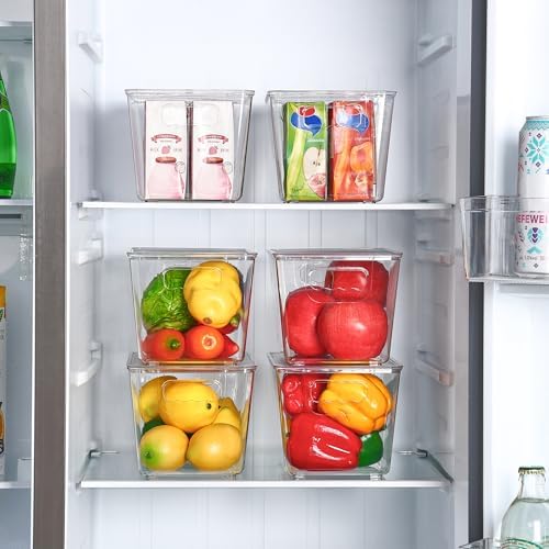 Vtopmart 12 Pack Clear Stackable Storage Bins with Lids and Handles, Medium