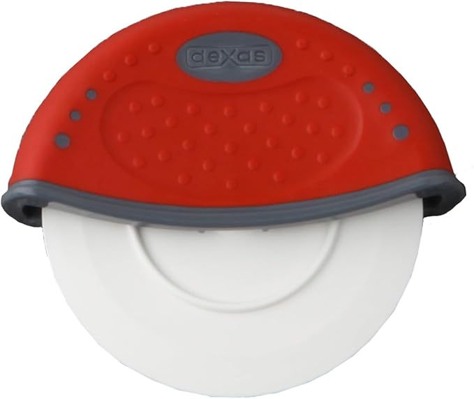 DEXAS One-Handed, Handheld Rolling Pizza Cutter, Red: Effortless Precision with 4-Inch Nylon Wheel for Pizza and More!