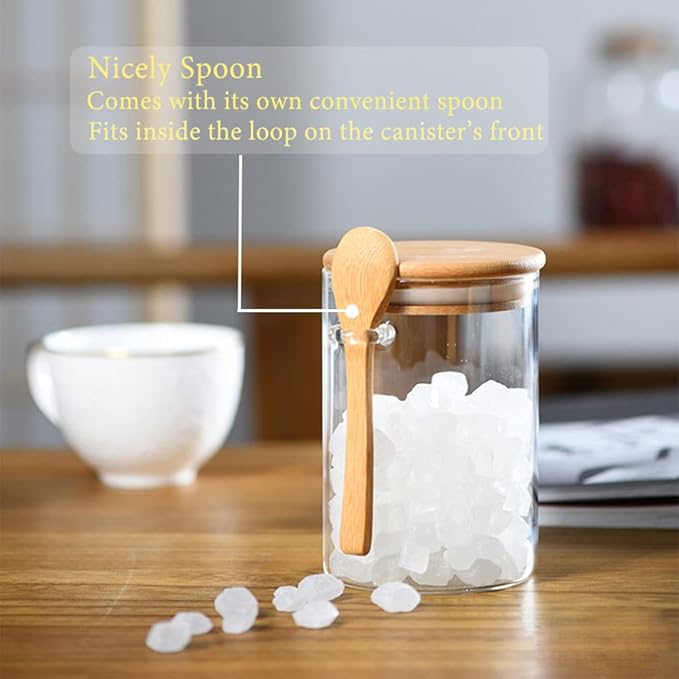 33.8Oz Large Airtight Glass Jar with Spoon and Lid, Overnight Oats Containers,Glass Storage Containers for Coffee, Tea, Sugar, Spice, Bath Salt, salad 1pcs