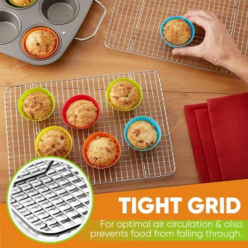 Spring Chef 8.5" x 12" Stainless Steel Cooling Rack for Baking, Set of 2