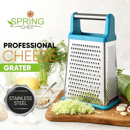 Spring Chef Stainless Steel XL Cheese Grater for Kitchen, Teal