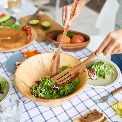 Mooues Wooden Spoons for Cooking, Wooden Utensils for Cooking Natural Teak Wooden Kitchen Utensils Set Comfort Grip (10 PCS SET)