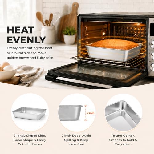 TeamFar 8x8 Baking Pan, 2 Pack Stainless Steel Square Cake Brownie Pan