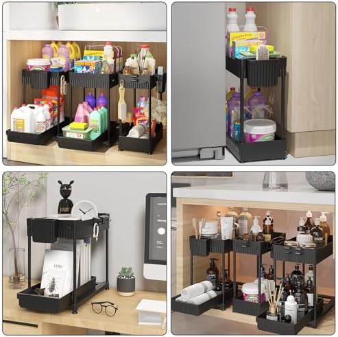 Sevenblue 3-Pack 2-Tier Under Sink Organizers with Sliding Drawers