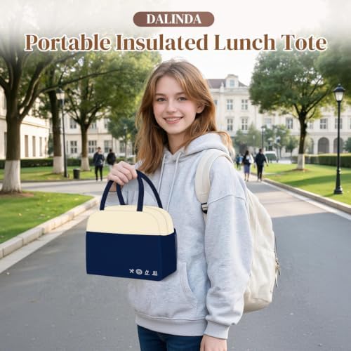 DALINDA Lunch Bag Lunch Box for Women Men, Insulated Lunch Bags Water-Resistant Cute Cooler Lunch Tote Bag, Reusable Large Capacity for Work Travel Picnic