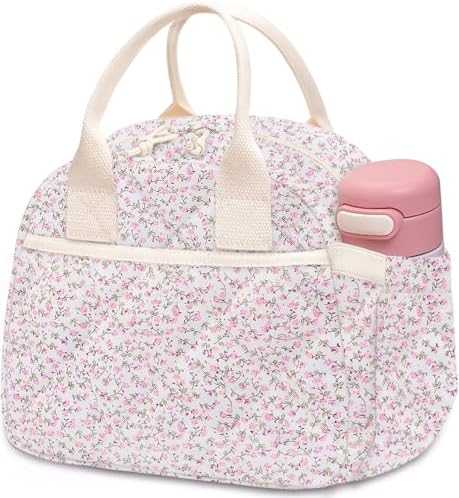 Carry bloom Lunch Box for Women, Insulated Lunch Bag Cute Corduroy Lunchbag
