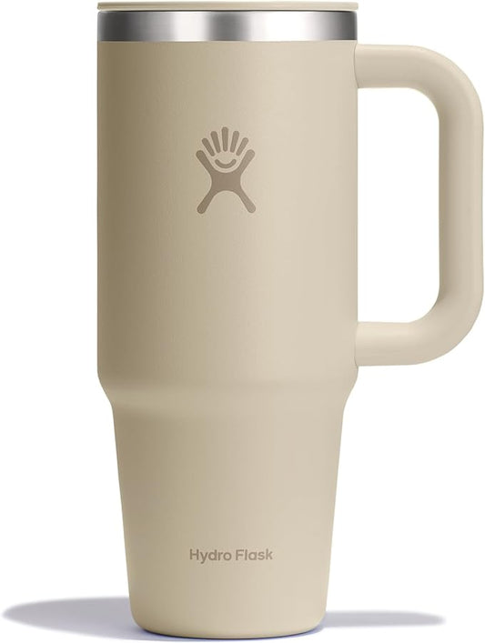 Hydro Flask Coffee Travel Tumbler Mug – Insulated Stainless Steel, Leak Resistant Hot & Iced Coffee Cup 24 Oz Oat Tan