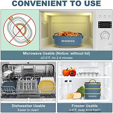RIKDOKEN Lunch Box, Stackable 3 Layers Containers, Portable 94OZ Large Capacity Leakproof Bento Box with Spoon & Fork & Sauce Boxes, Microwave Safe Lunch Box for Kids and Adults