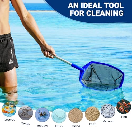 Pool Skimmer Net, 26" Aluminum Pole, Ultra Fine Mesh for Leaves & Debris