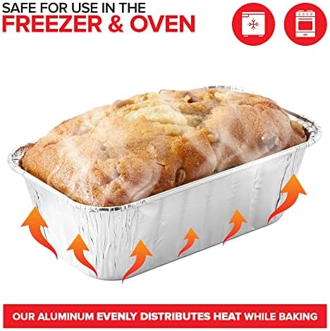 Stock Your Home Aluminum Pans Mini Loaf Pans (50 Pack) 1 Lb Aluminum Foil Tin Pans, Small Loaf Pans – 1 Pound Disposable Baking Pans Perfect for Baking Cakes, Bread Loaves - 6 x 3.5 x 2