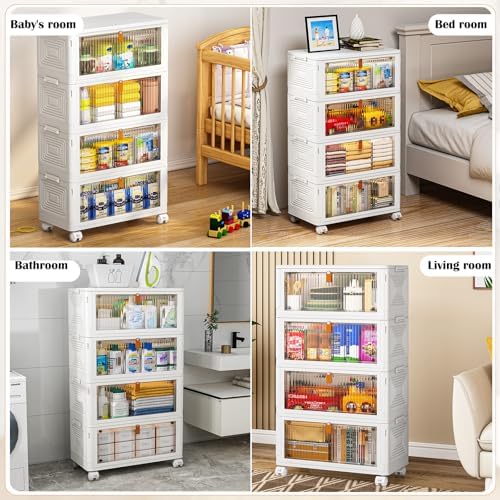 YFXCVSL 4 Tier Plastic Storage Bins with Lid 36QT, Stackable Storage Bins