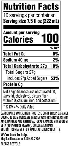 Mug Root Beer Soda, 7.5 Ounce Mini Cans, 10 Pack
