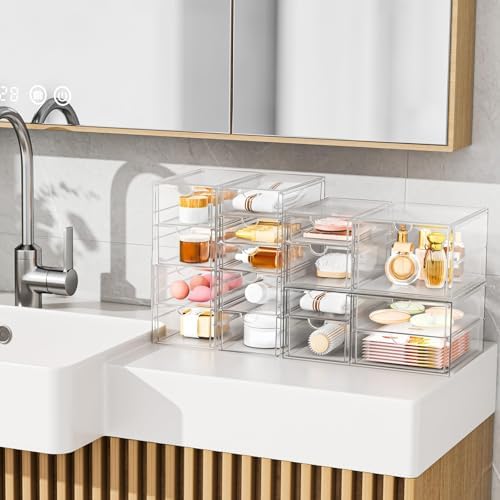 YFXCVSL 6-Pack Acrylic 31-Drawer Storage & Makeup Organizer for Desk