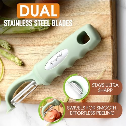 Spring Chef Swivel Vegetable Peeler with Ergonomic Handle, Pistachio