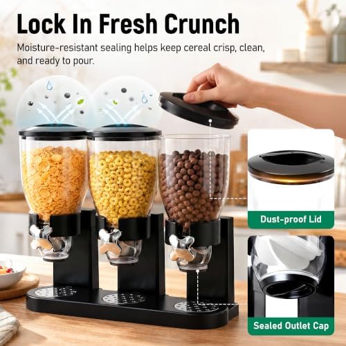 Countertop Cereal Dispenser 3 Pack, 6L Large Capacity for Small Dry Food