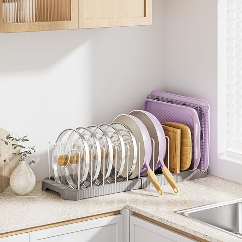 MUDEELA Pots and Pans Organizer under Cabinet, Grey