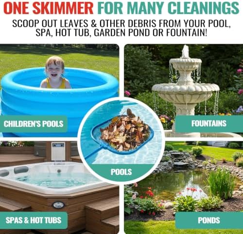 36" Hot Tub Pool Skimmer Net with Pole - Spa Net, Metal Blue