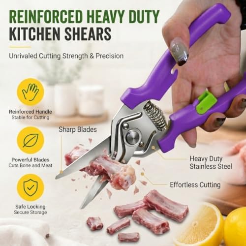 Kitchen Scissors, Stainless Steel Poultry Shears, Sharp Heavy Duty Scissors