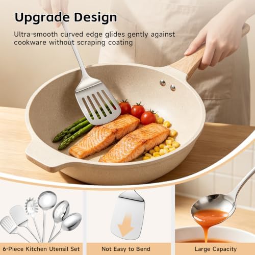 6PCS Stainless Steel Cooking Utensils, Kitchen Metal Spatula Set