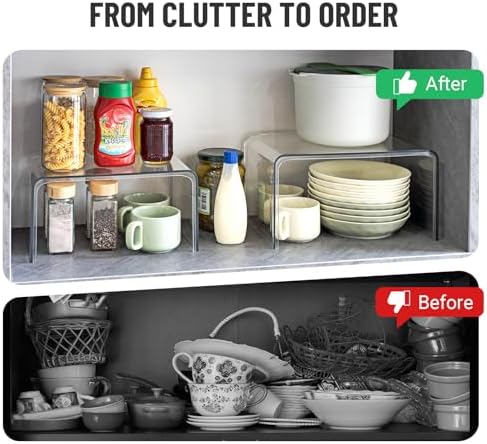 Bobomoment Clear Cabinet Organizer, Stackable Shelf Organizer Set of 4