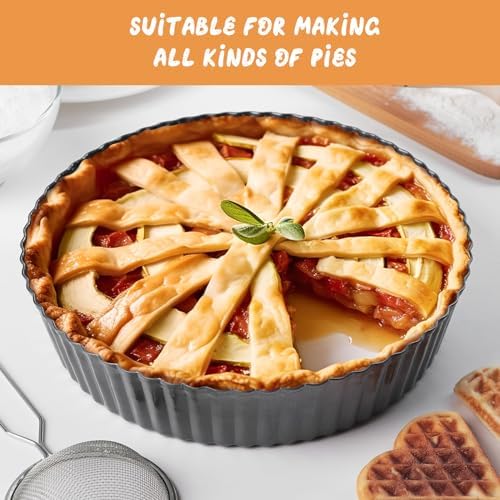 RICHSC-PAN Deep Tart Pan, 9.5 x 2.2 Inches Non-Stick Tall Tart Pan.