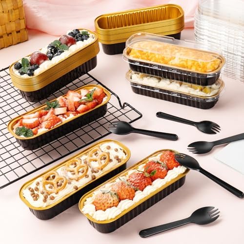 120Pcs Aluminum Min Foil Bakingi Loaf Pans with Lids and Spoons