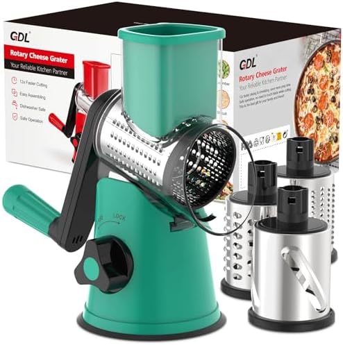 GDL Cheese Grater Hand Crank, Rotary Cheese shredder, Vegetable Slicer