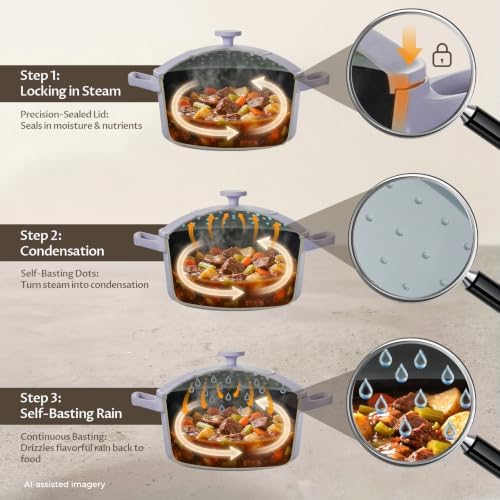 BEZIA 5.7 QT Lightweight Ceramic Nonstick Dutch Oven with Lid, Stock Pot