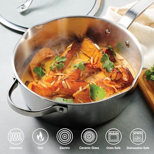 Tramontina Tempo Tri-Ply Base Stainless Steel 3.5-Qt Saute Pan with Lid