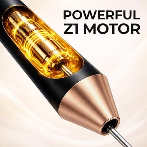 Zulay Kitchen Rechargeable Milk Frother Handheld - Frother Wand, Drink Mixer, Electric Whisk Frother, for Cappuccinos, Matcha & Protein Powder - Ultra Metal 4 Whisk, 1800mAh Black Copper