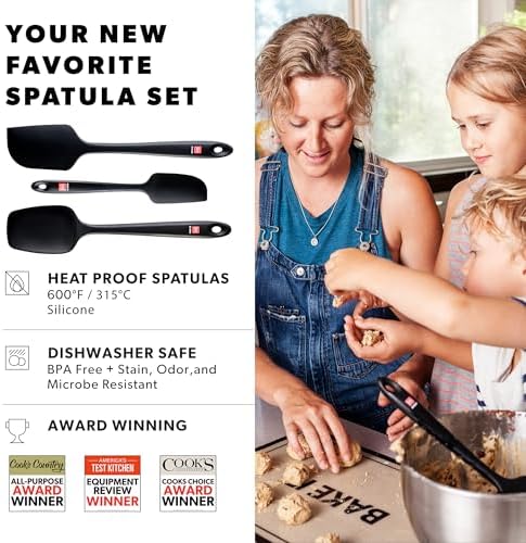 DI ORO Silicone Spatula Set - 600F Heat Resistant, 3-Pc Black