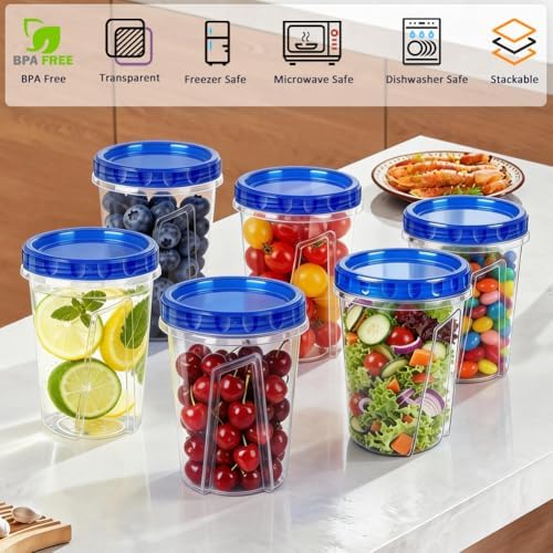 8 Pack 34oz Soup Freezer Storage Containers with Twist Lids for Meal Prep