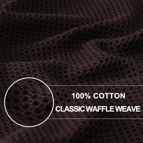 Homaxy 100% Cotton Waffle Weave Kitchen Dish Cloths 18-Pack, Dark Brown