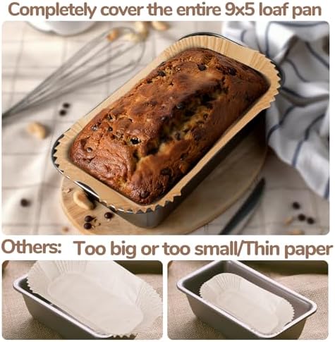 Loaf Pan Liners,2lb Loaf Pan Liners for Baking Bread 9x5, Loaf Pans Parchment Liners,300pcs Non-Stick Parchment Paper for Loaf Pans,Loaf Liners for Baking,Inner Dimensions are 7.5 x 3.5 inches