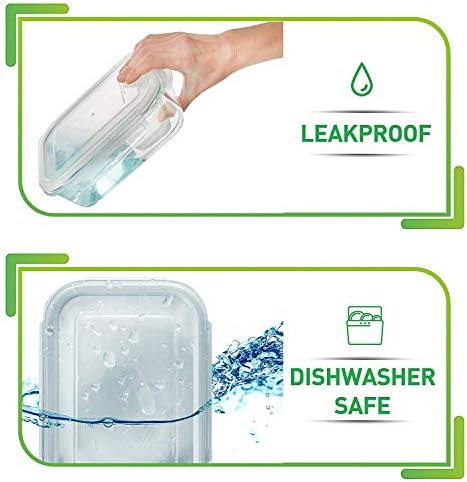 Prep Naturals Glass Meal Prep Containers - Oven, Microwave & Freezer Safe - Leakproof Airtight Glass Storage Containers with Lids - For Food Prep & Lunch - Pack of 10, 36 Oz, Square