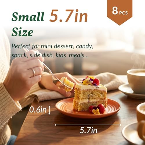 Homienly 5.7 Inch Small Plates-Wheat Straw Mini Plate, Unbreakable Plate Set Ideal for Dessert, Appetizers, Small Serving, Side Dish, Lightweight Dessert Dishes Plates, Set of 8, Colorful