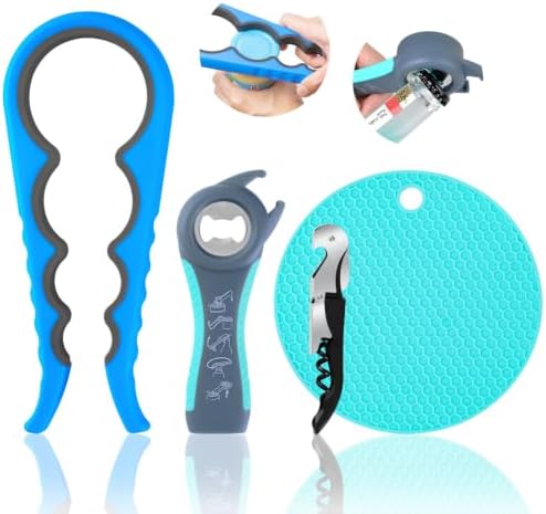 Bloss Jar Opener Can Opener Kitchen Grippers, Multi-use Lid Opener Set