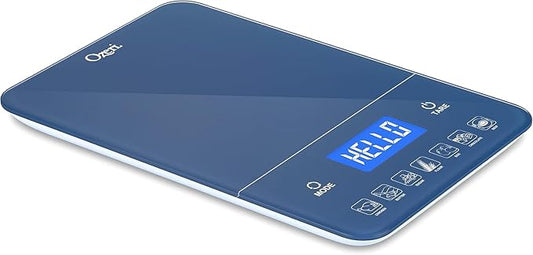 Ozeri Touch III Digital Kitchen Scale with Calorie Counter, 22 lbs (10 kg), Classic Blue