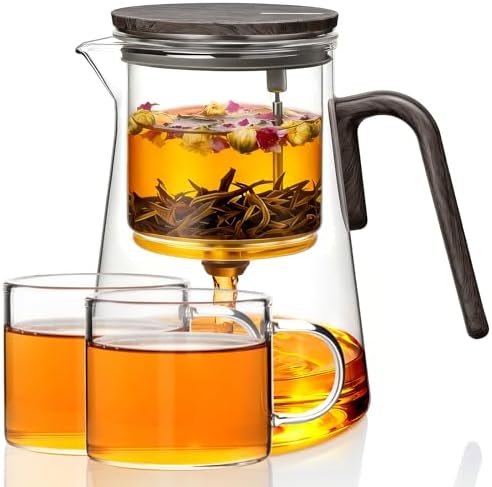 ZENS Magnetic Teapot with Infuser and 2 Cups, 34oz Magic Loose Tea Maker