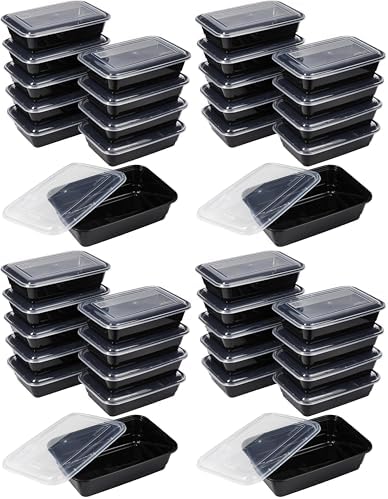 GoodCook Meal Prep Containers, Single Compartment 10-Pack, BPA-Free Reusable Food Storage, Black, Microwave & Freezer Safe, Stackable Meal Prep Containers for Lunches and Snacks (Pack of 4)