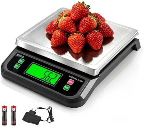 Large Digital Kitchen Scale40kg Stainless Stee with 6 Unit Tare PCS Funtion