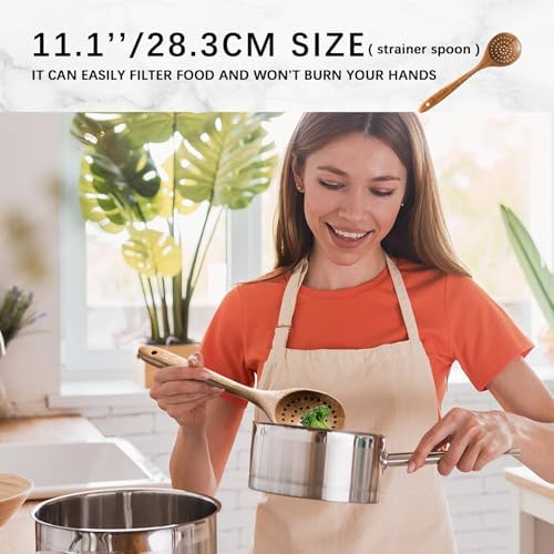 Wooden Spoons for Cooking, 7-Piece Acacia Wood Cooking Utensil Set