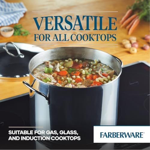 Farberware Classic Series 16 Quart Stock Pot with Lid, Stainless Steel