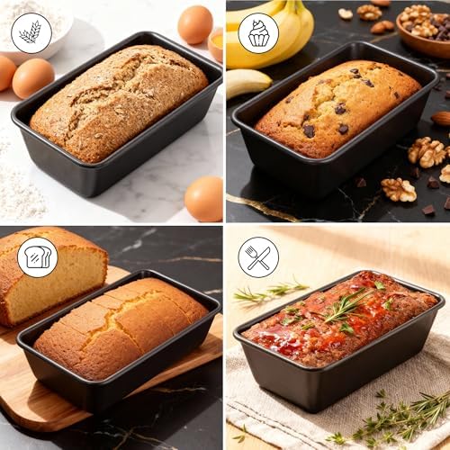 Wrenbury Pro 2lb Loaf Pan Set of 2 - Carbon Steel Large Bread Pan 1kg